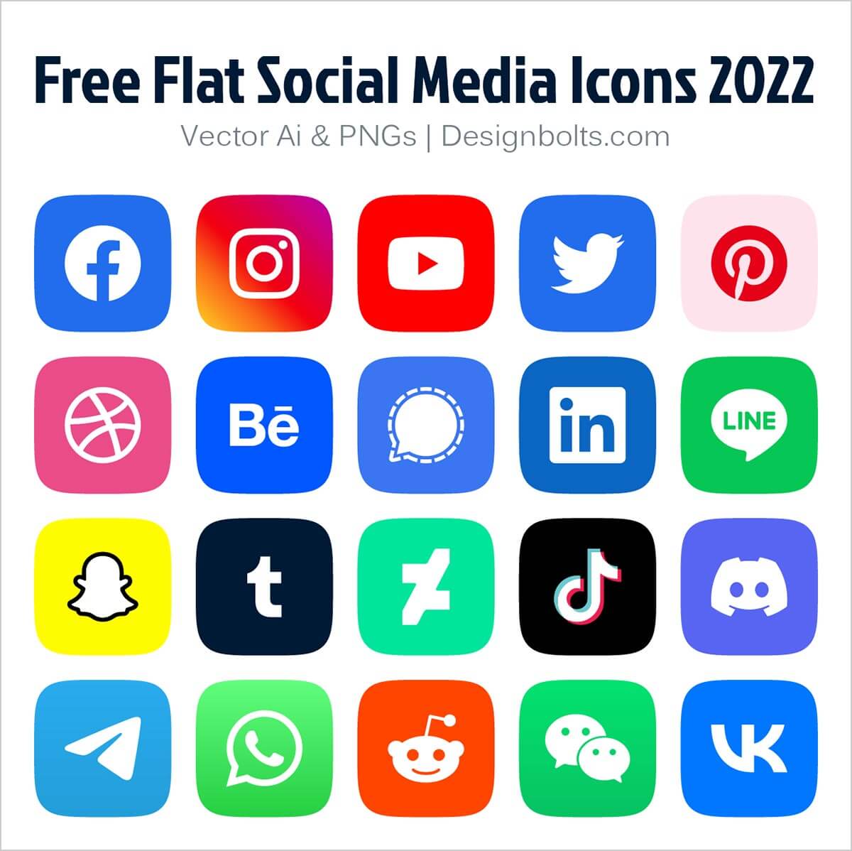 En este momento estás viendo 20 iconos de redes sociales planas vectoriales gratis 2022 | Ai