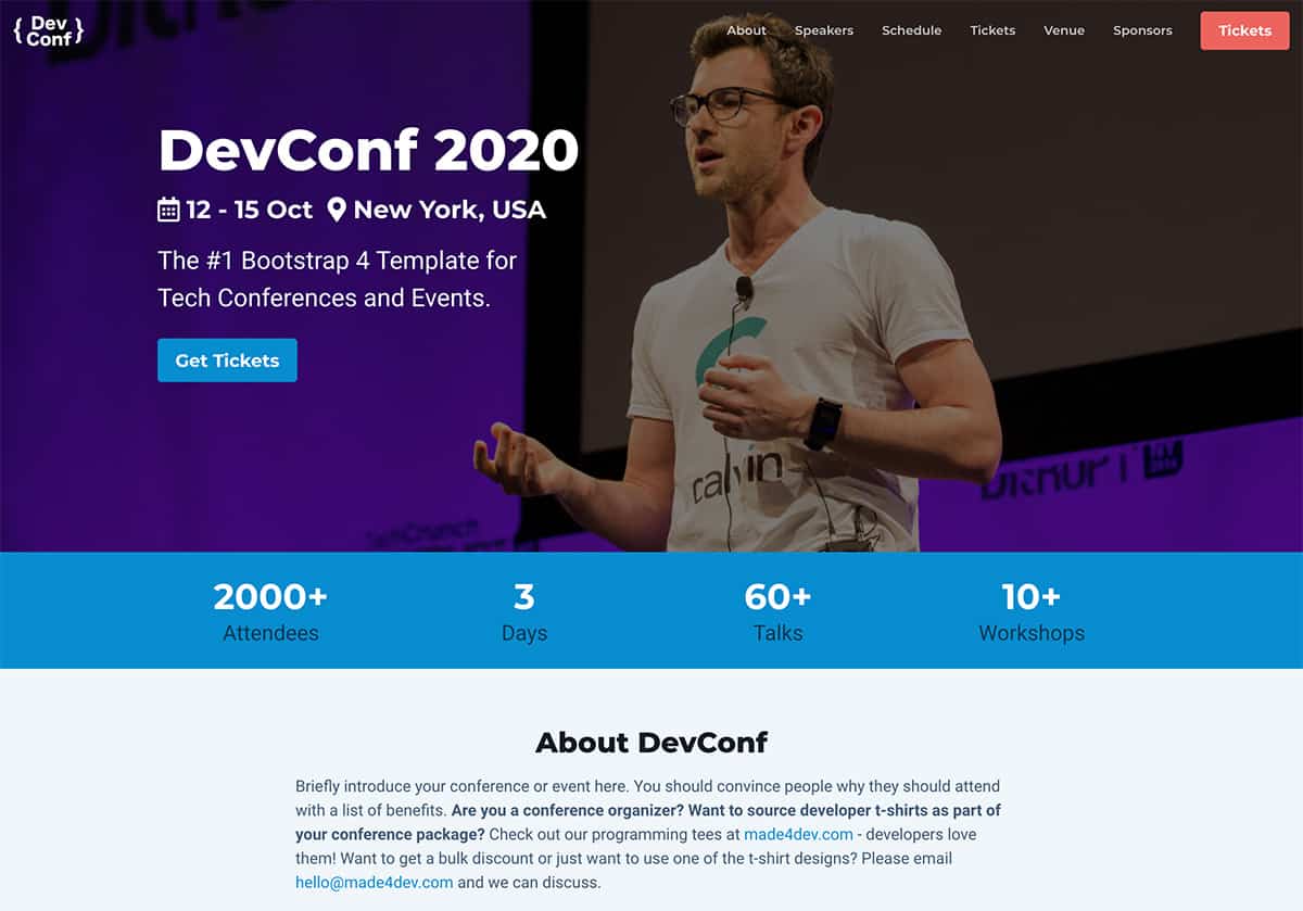 En este momento estás viendo ▷ Las 3 mejores plantillas de páginas gratuitas de conferencias y eventos para conferencias y reuniones tecnológicas HTML gratuitas para 2022 ￼