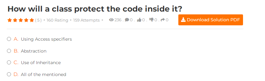 En este momento estás viendo ▷▷ [Solved] How will a class protect the code inside it?